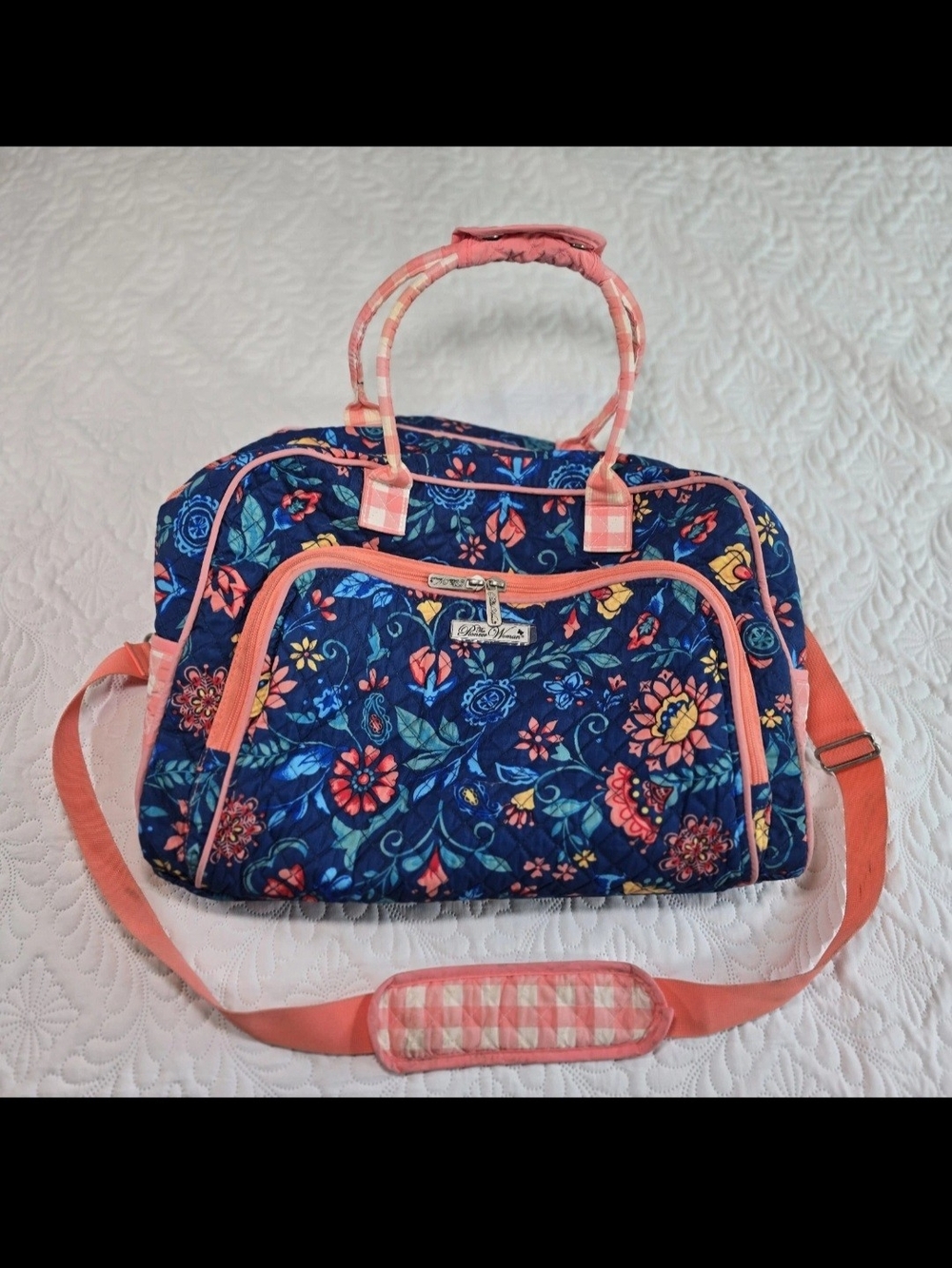 Pioneer Woman Weekender Bag Mazie Blue Floral Quilted Travel Tote